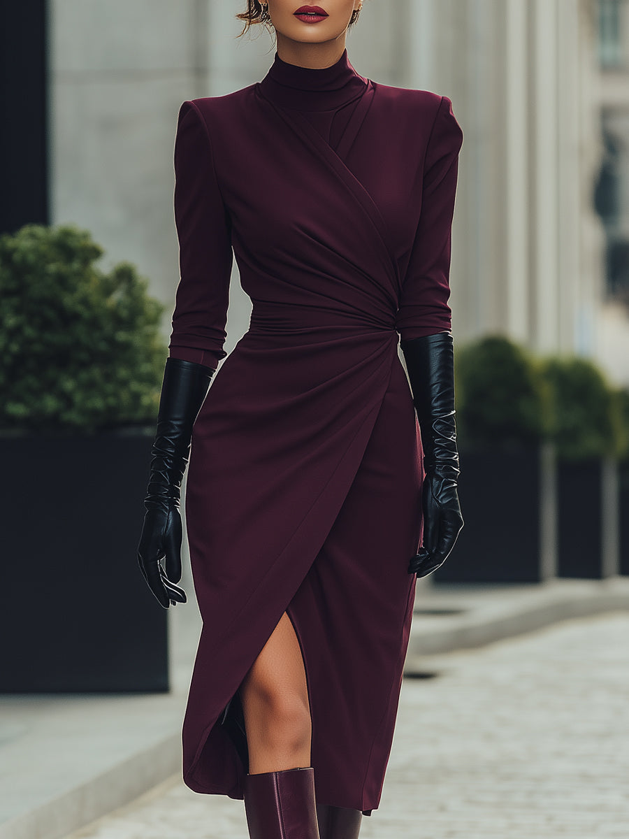 Anna-Berg | Deep Burgundy Draped Wrap Dress