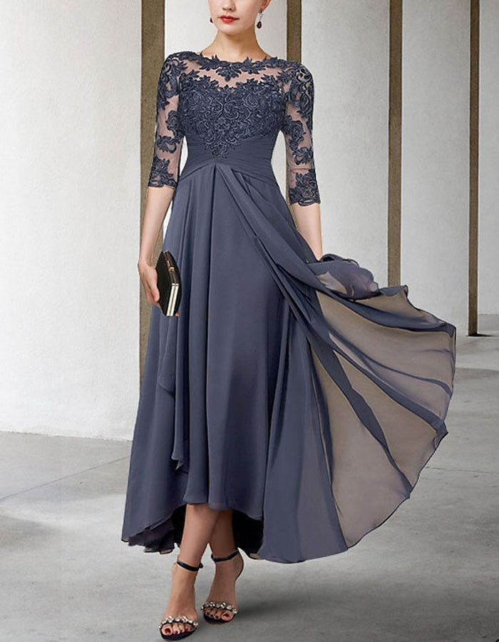 Anna-Berg | Chiffon A-Line Three-Quarter Sleeve Dress