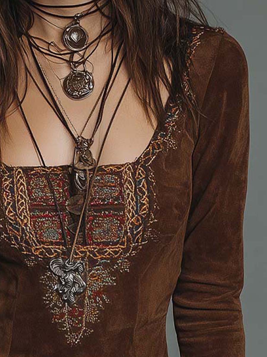 Anna-Berg | Vintage Brown Suede Dress