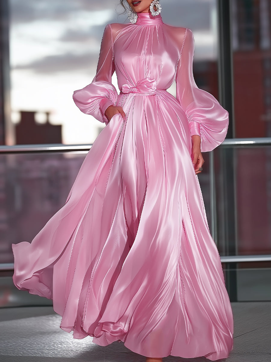 Anna-Berg | Cute High-Neck Satin Dress