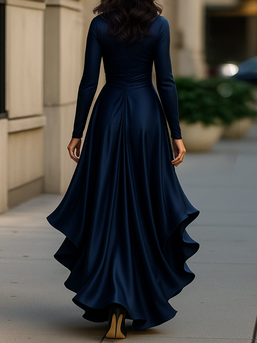 Anna-Berg | Midnight Blue Draped Satin Dress