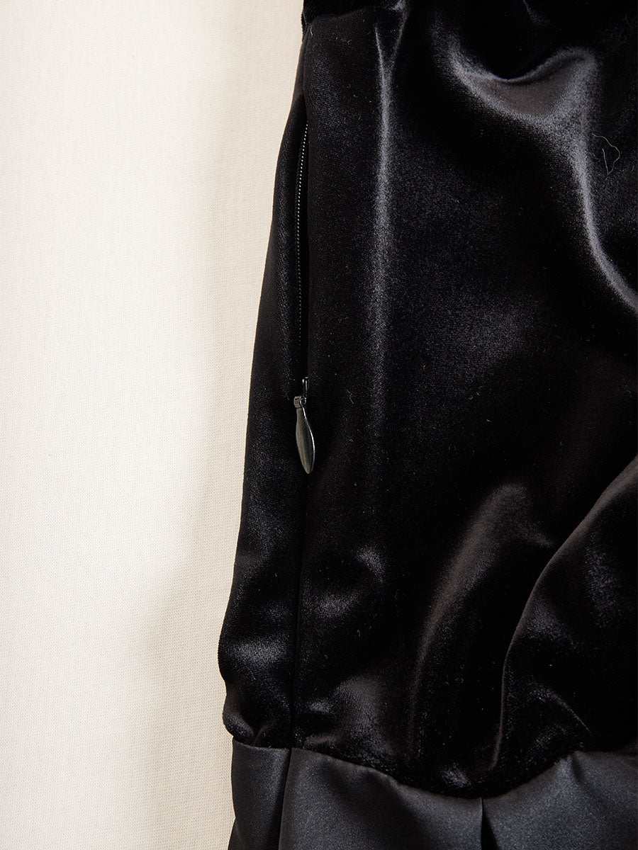 Anna-Berg | Elegant Black Velvet And Satin Midi Dress