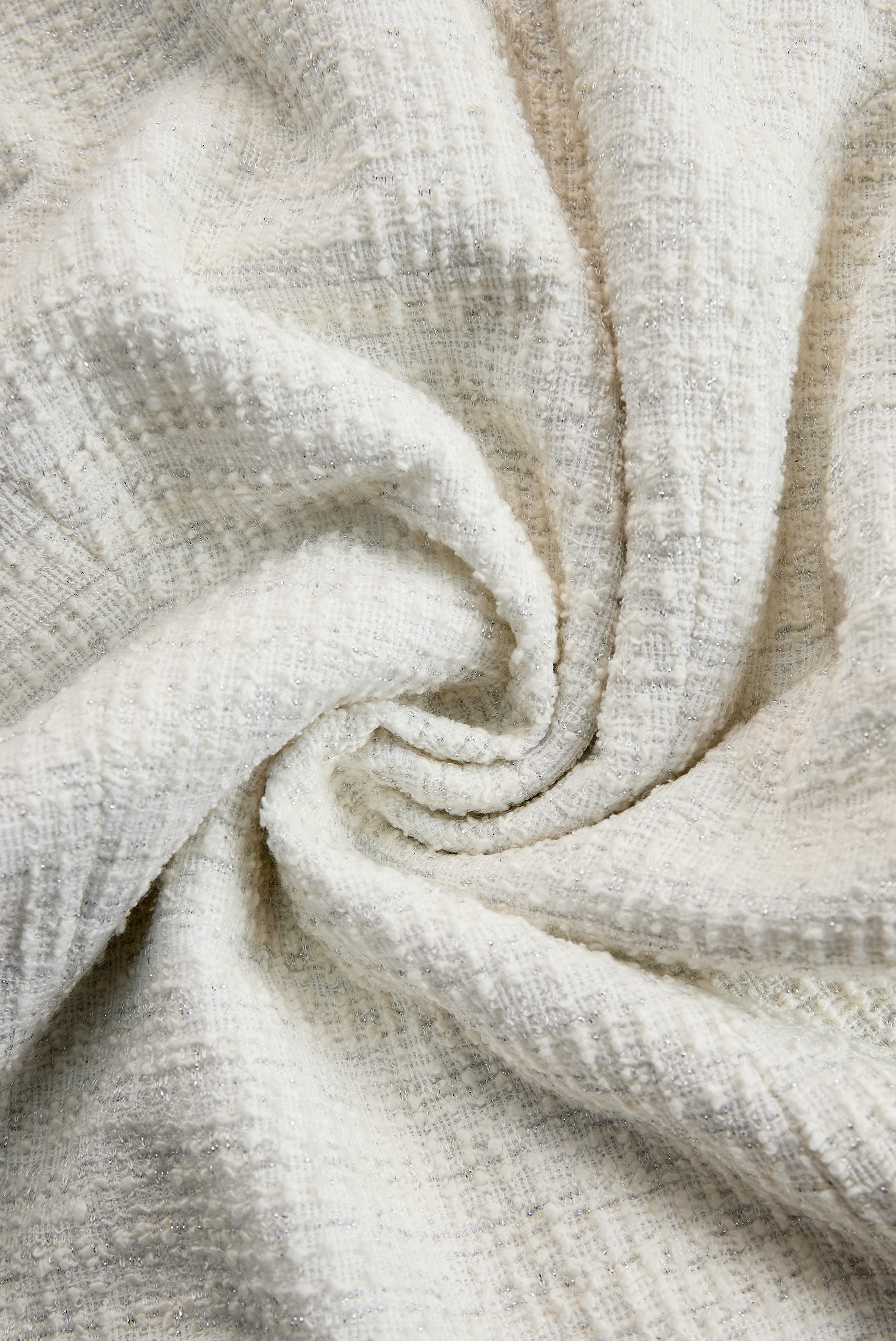Anna-Berg | Ivory Tweed Fringe-Tiered Midi Dress
