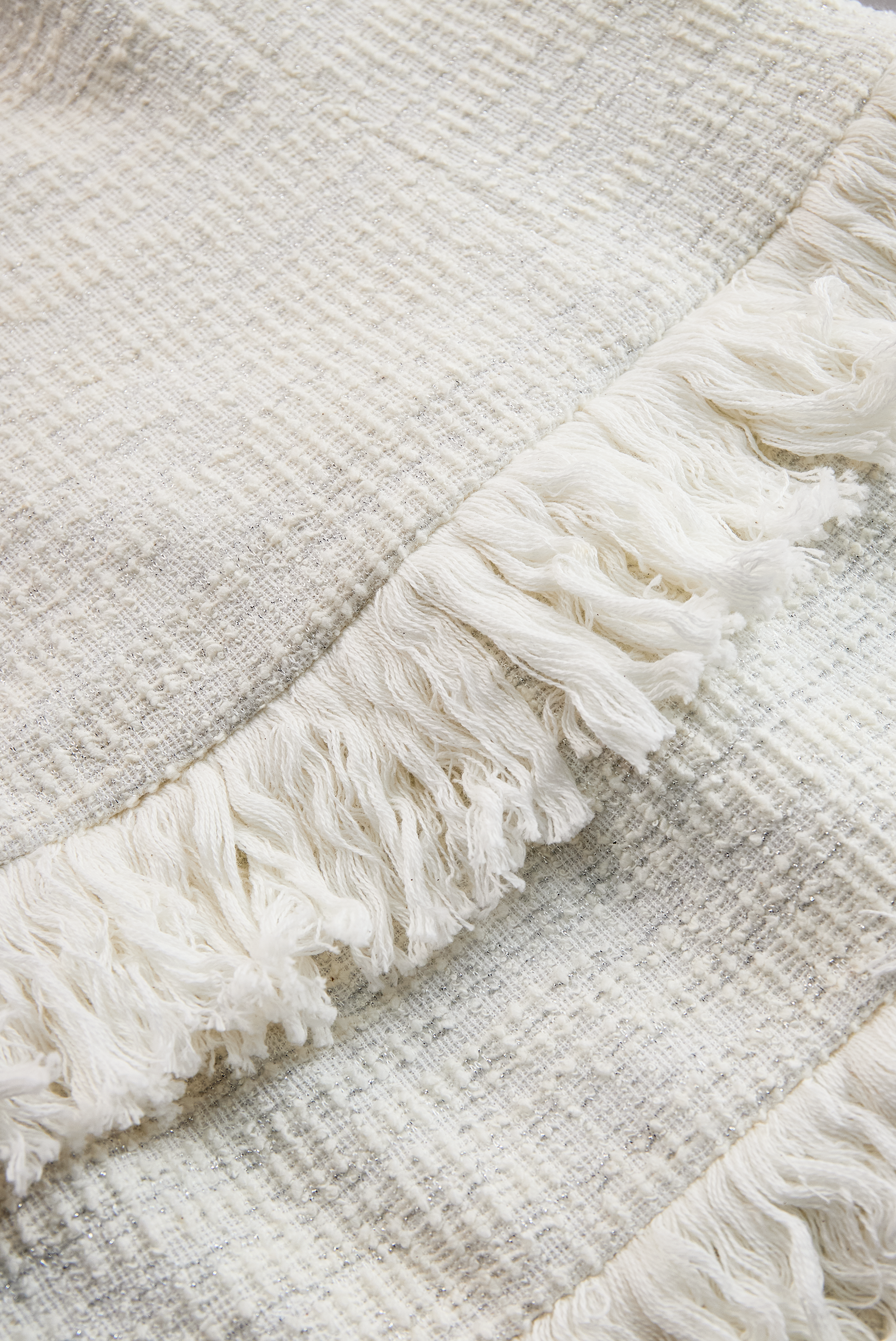 Anna-Berg | Ivory Tweed Fringe-Tiered Midi Dress