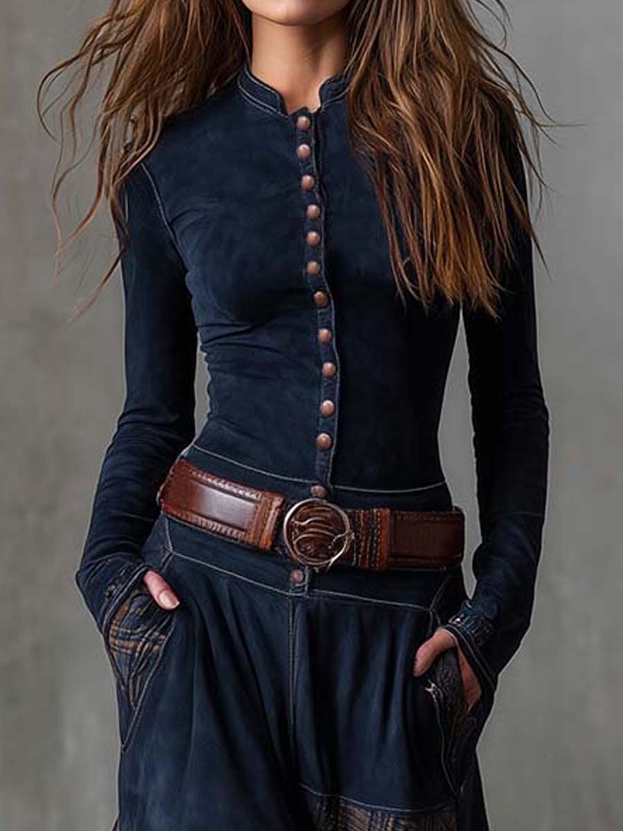 Anna-Berg | Suede Patchwork Dress