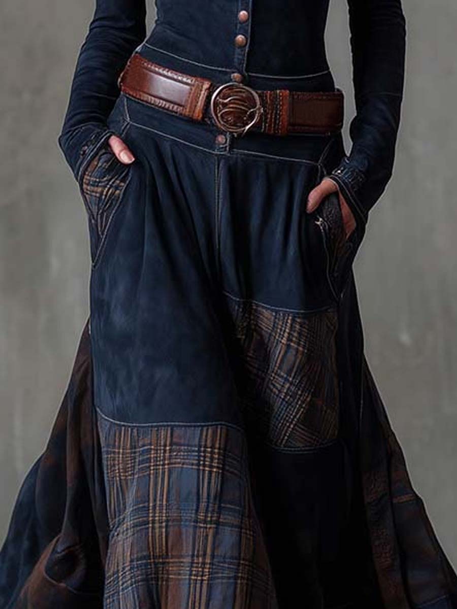 Anna-Berg | Suede Patchwork Dress