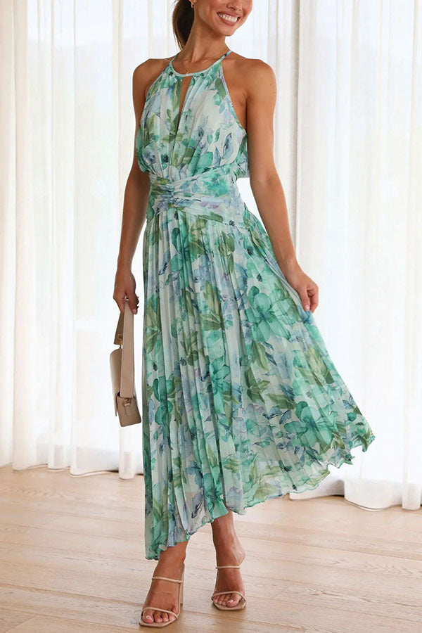 Anna-Berg | Modern Floral Maxi Dress With Tie for a Polished Look