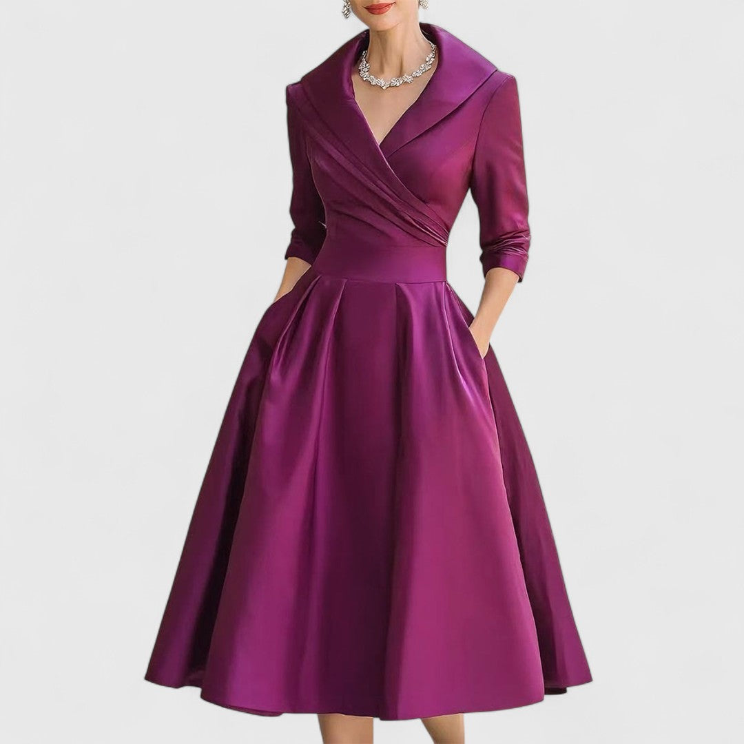Anna-Berg | Flowing Midi Flared With Wrap Neckline Made to Turn Heads
