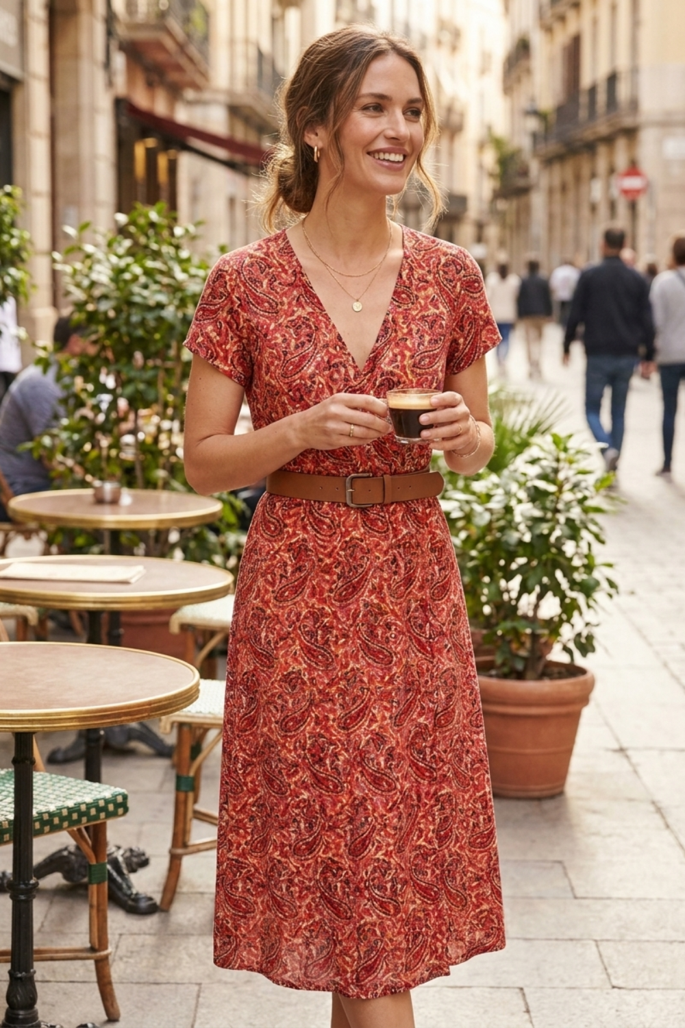 Anna-Berg | Boho Printed Short Sleeve Maxi Dress for Effortless Elegance