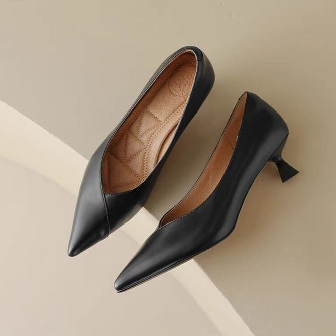 Anna-Berg | Elegant Pointed Toe Leather Heels