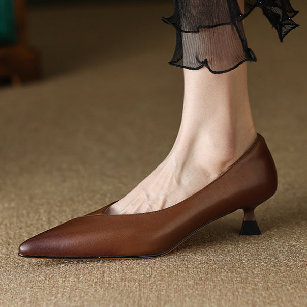 Anna-Berg | Elegant Pointed Toe Leather Heels