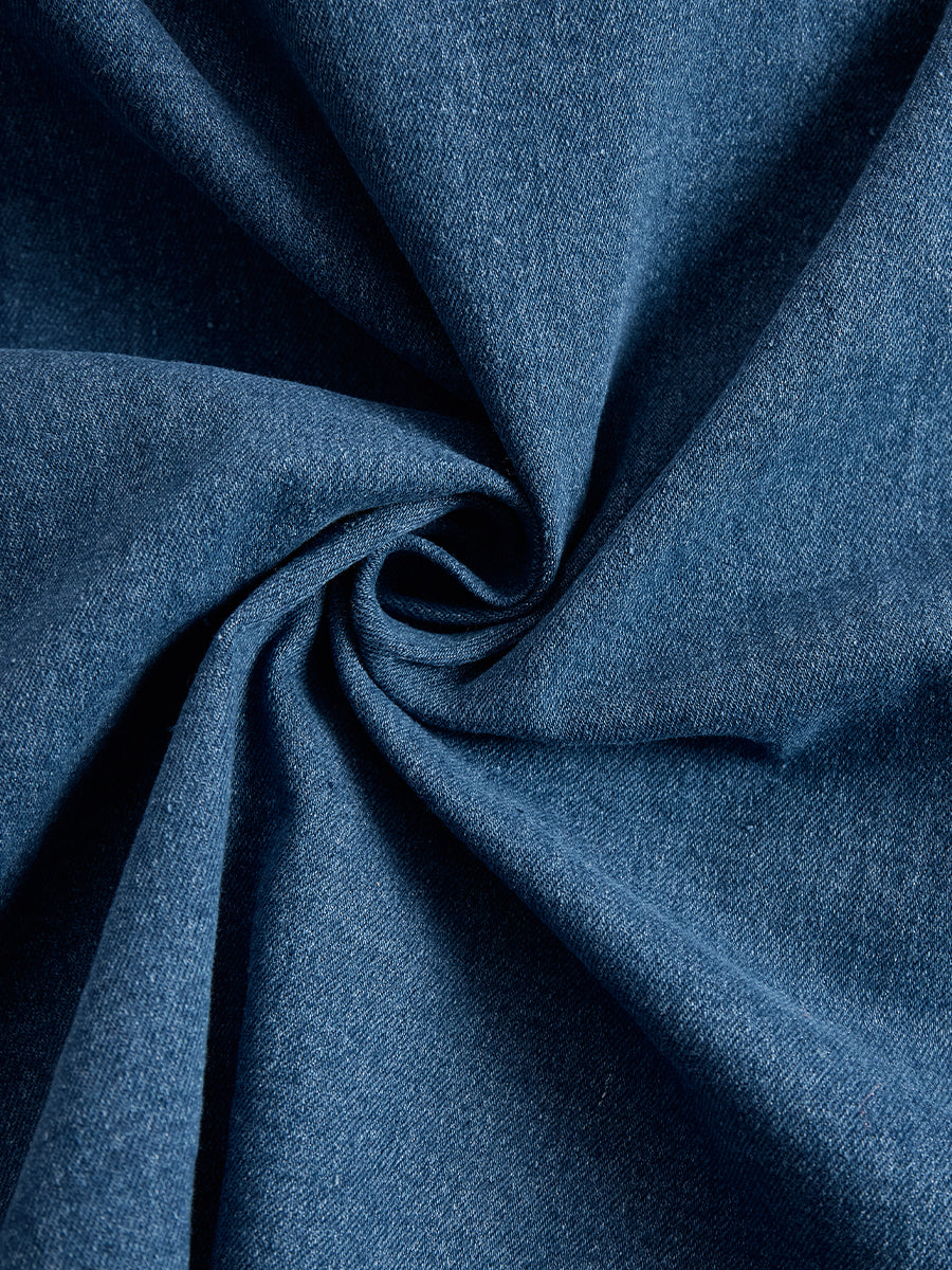 Anna-Berg | Elegant Zippered Belted Denim Midi Dress