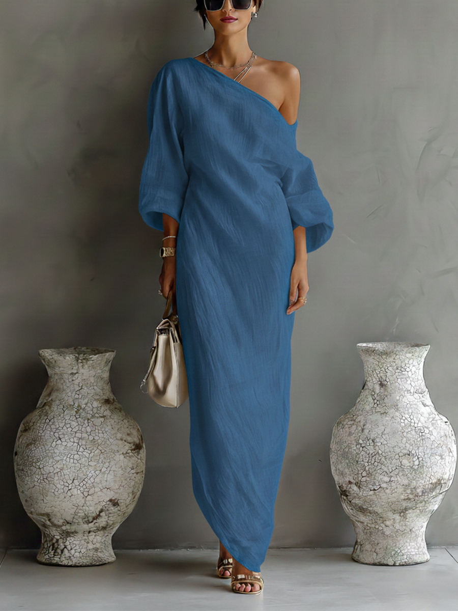 Anna-Berg | Ivory White Cotton-Linen Blend Dress
