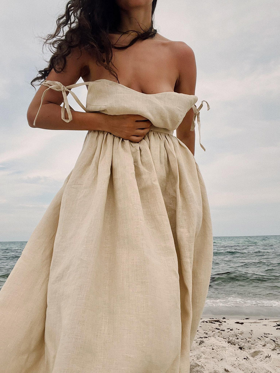 Anna-Berg | Backless Dress with V-Neck - Elegance Meets Modern Comfort