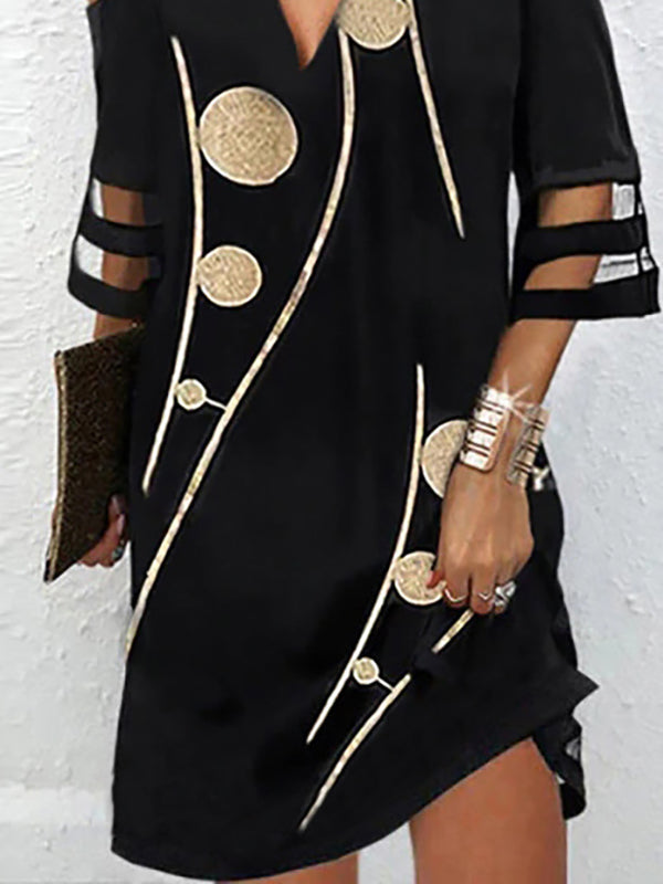 Anna-Berg | Half Sleeves Loose Hollow Mesh Dress