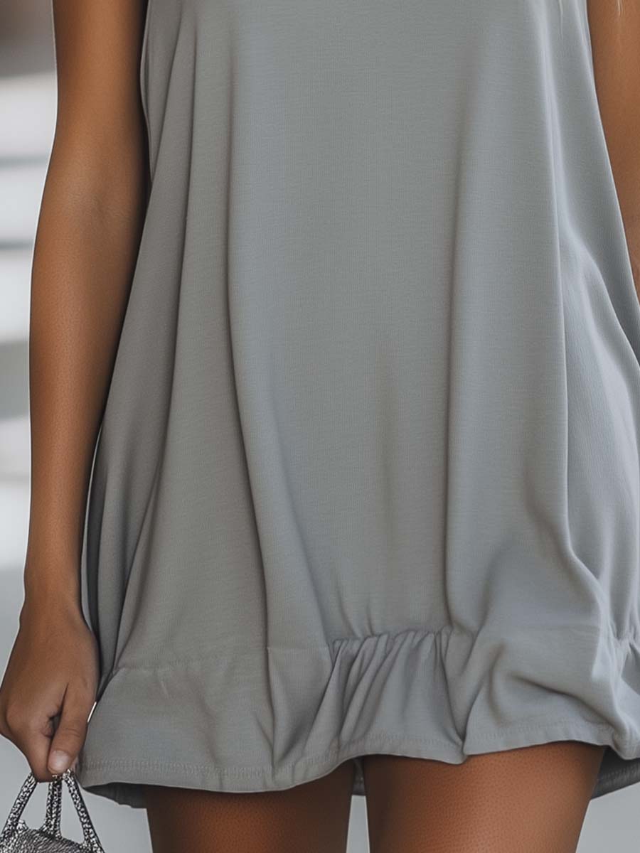 Anna-Berg | Grey Sleeveless Casual Dress