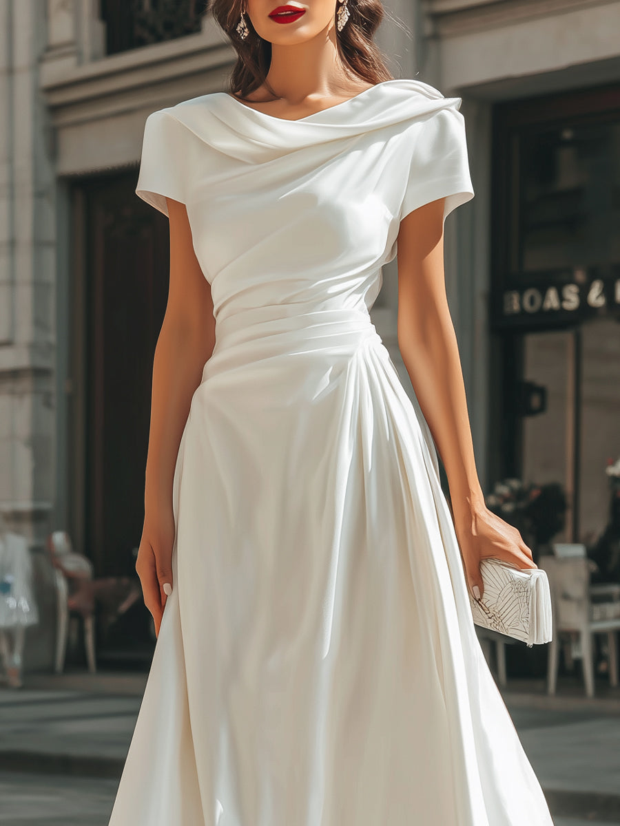 Anna-Berg | Draped Asymmetric Midi Dress