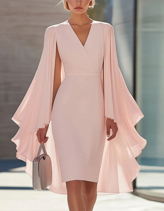 Anna-Berg | Pink Cape Style Dress