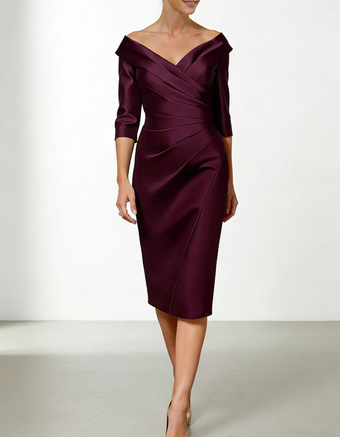 Anna-Berg | Red Satin Bodycon Ruffle Dress