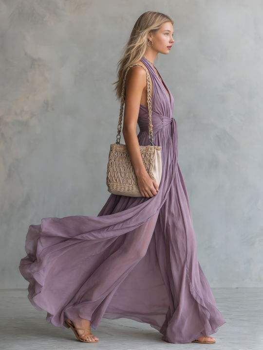 Anna-Berg | Chiffon Halter Neck Elegant Evening Dress