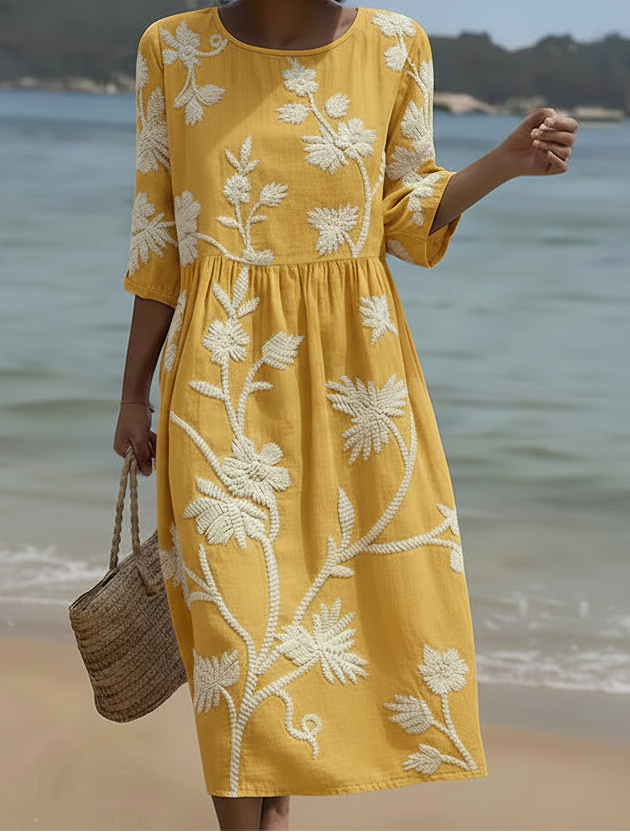 Anna-Berg | Luxe Yassy - Elegant Floral Dress with Graceful Drape