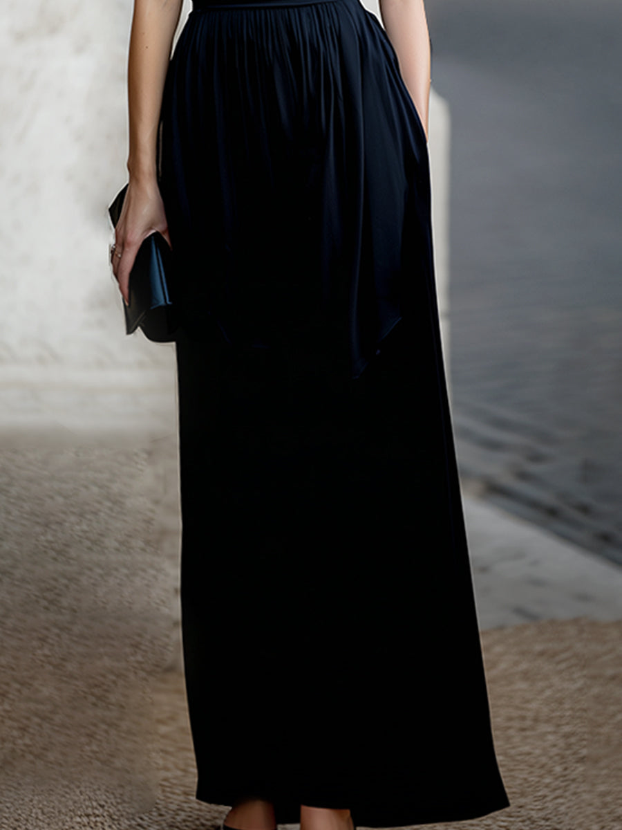 Anna-Berg | Elegant Draped Sleeveless Waist-Defined Dress