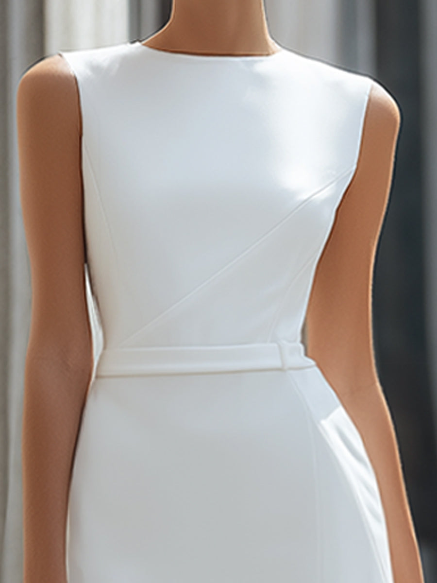 Anna-Berg | Sleeveless Asymmetric Panel Tailored Dress