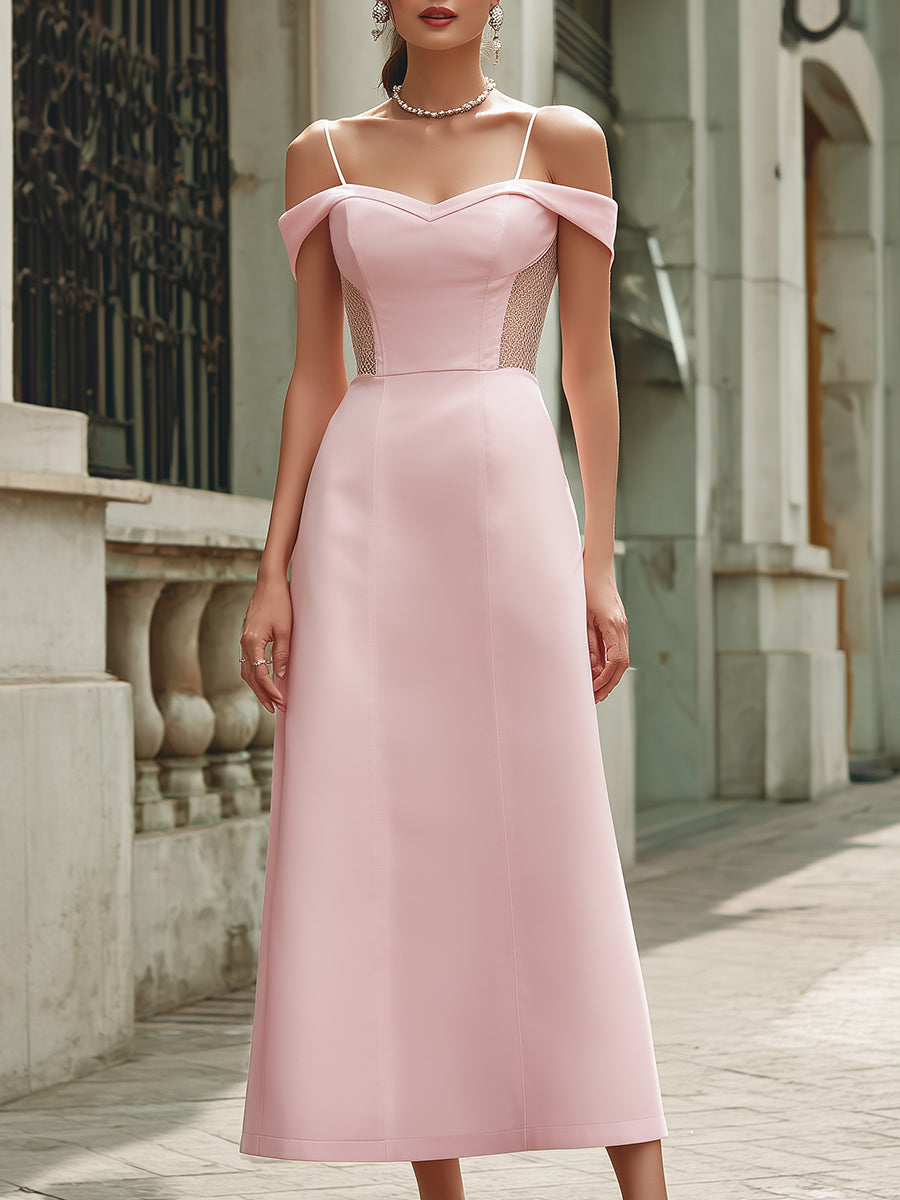 Anna-Berg | Elegant Pink Off-The-Shoulder Dress