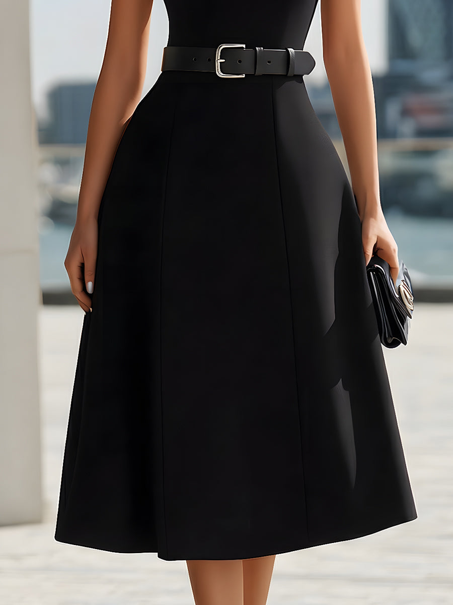 Anna-Berg | Elegant High Neck Keyhole Cutout Dress
