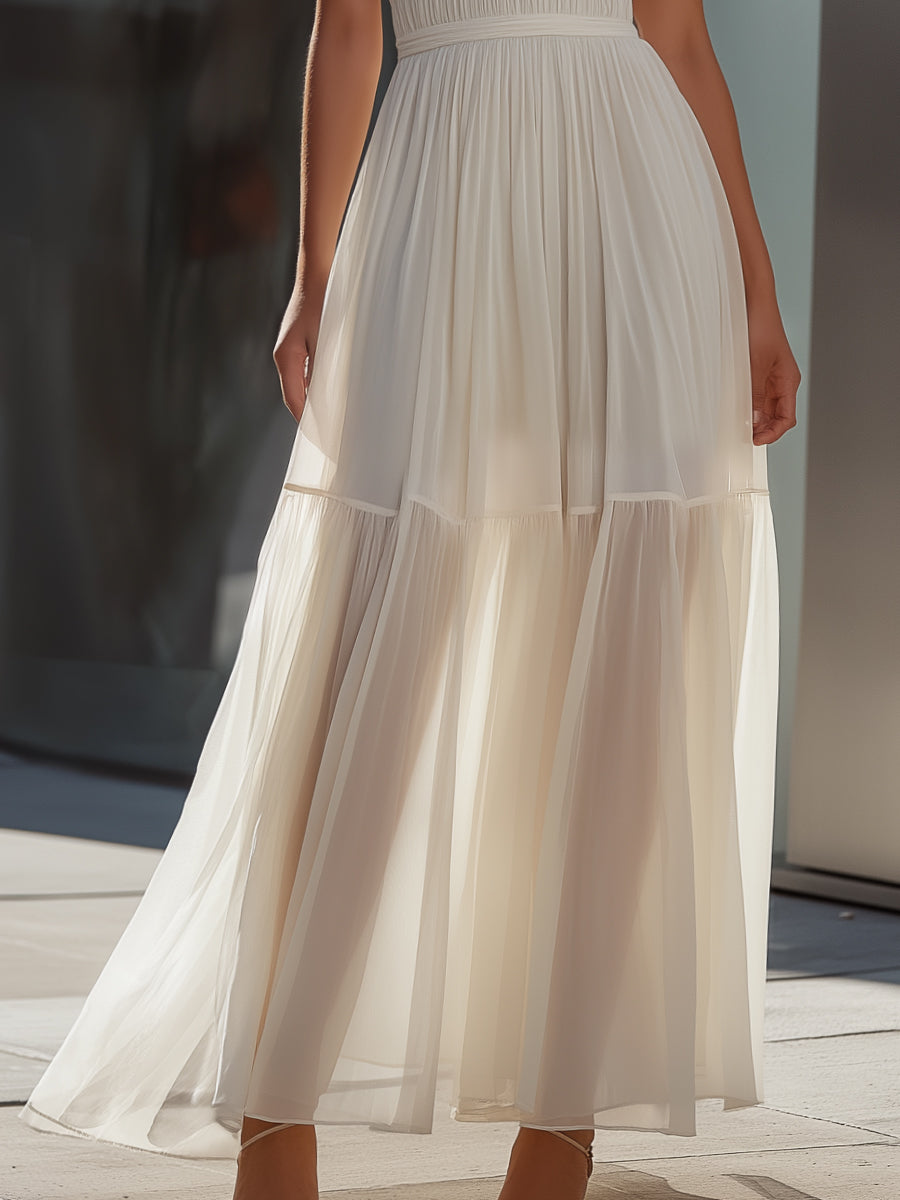 Anna-Berg | Spaghetti Strap Pleated Flowing Dress