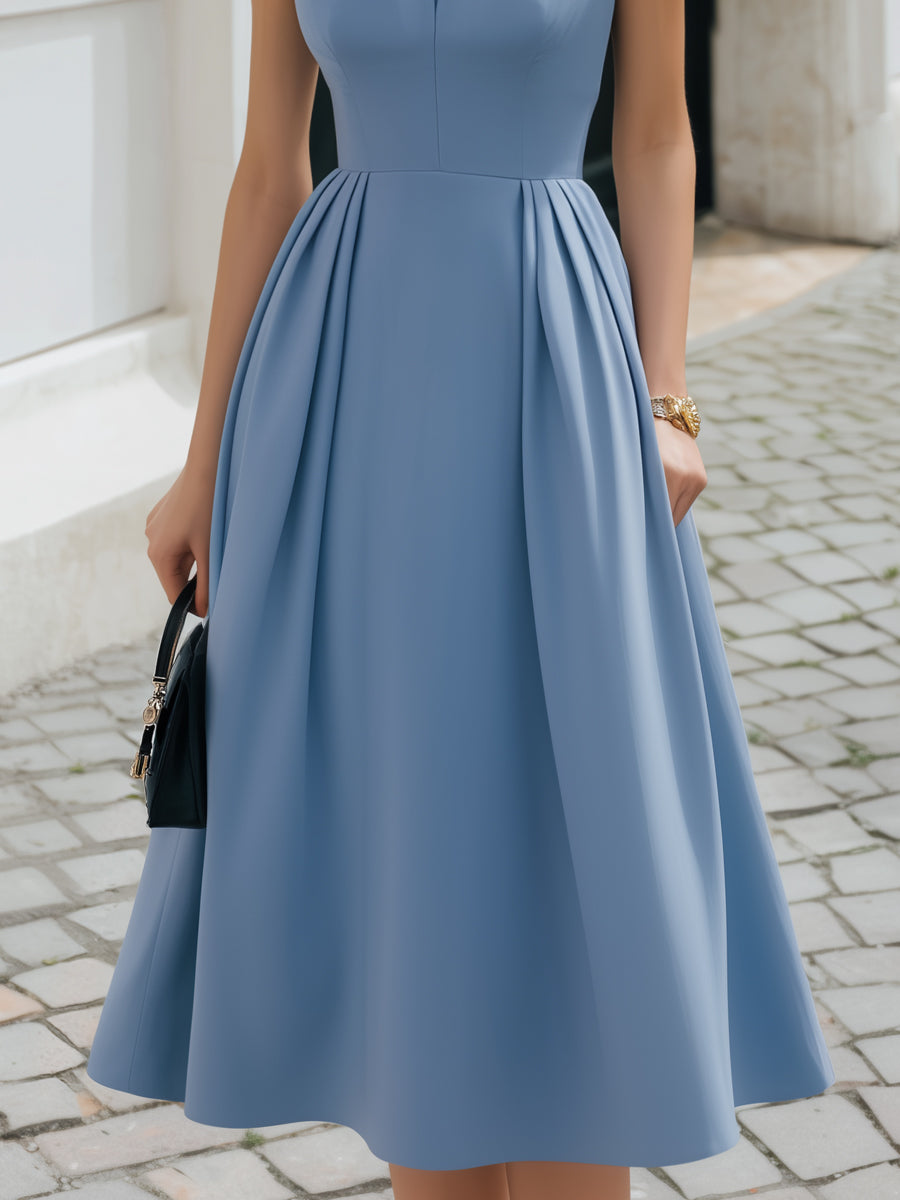 Anna-Berg | Sleeveless Bow Detail Structured A-Line Midi Dress