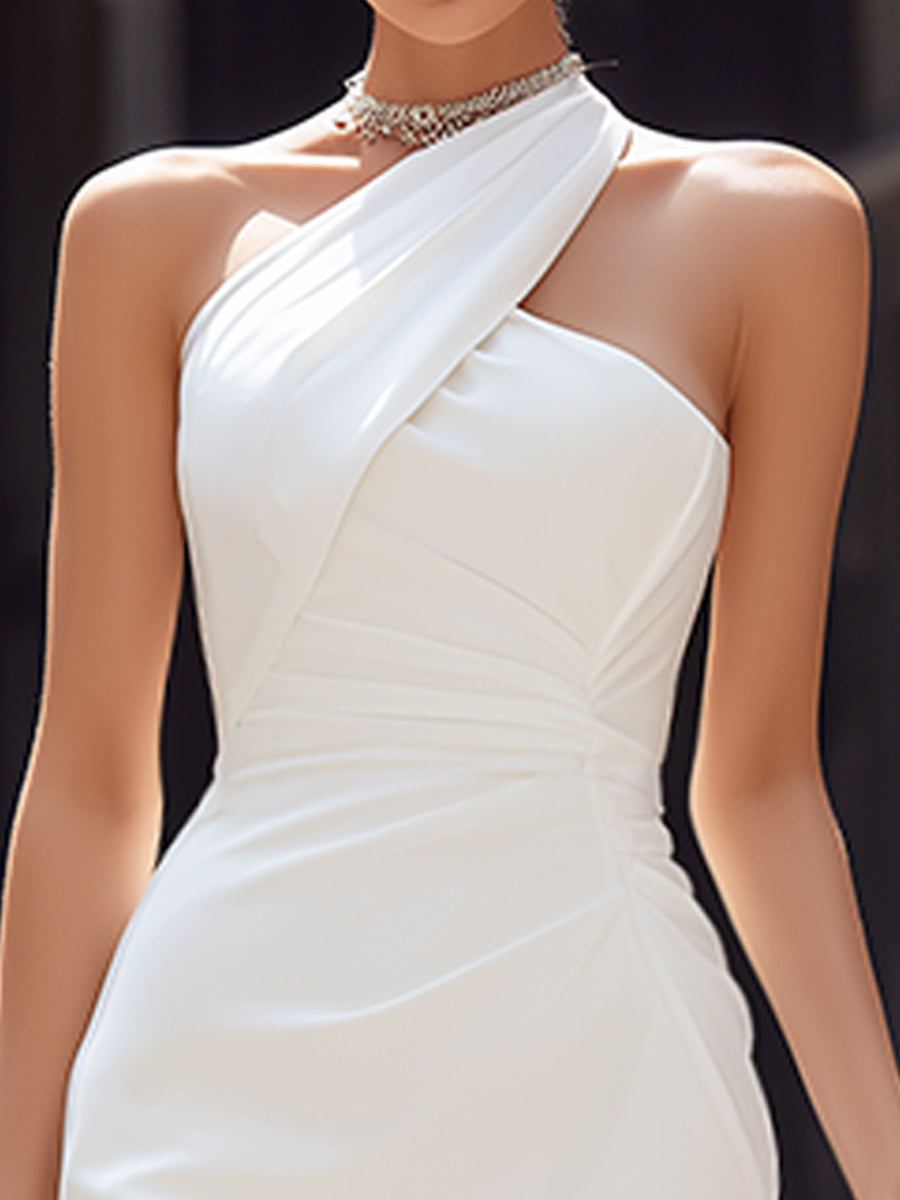 Anna-Berg | Asymmetric Draped Halter Neck Sculpted Dress
