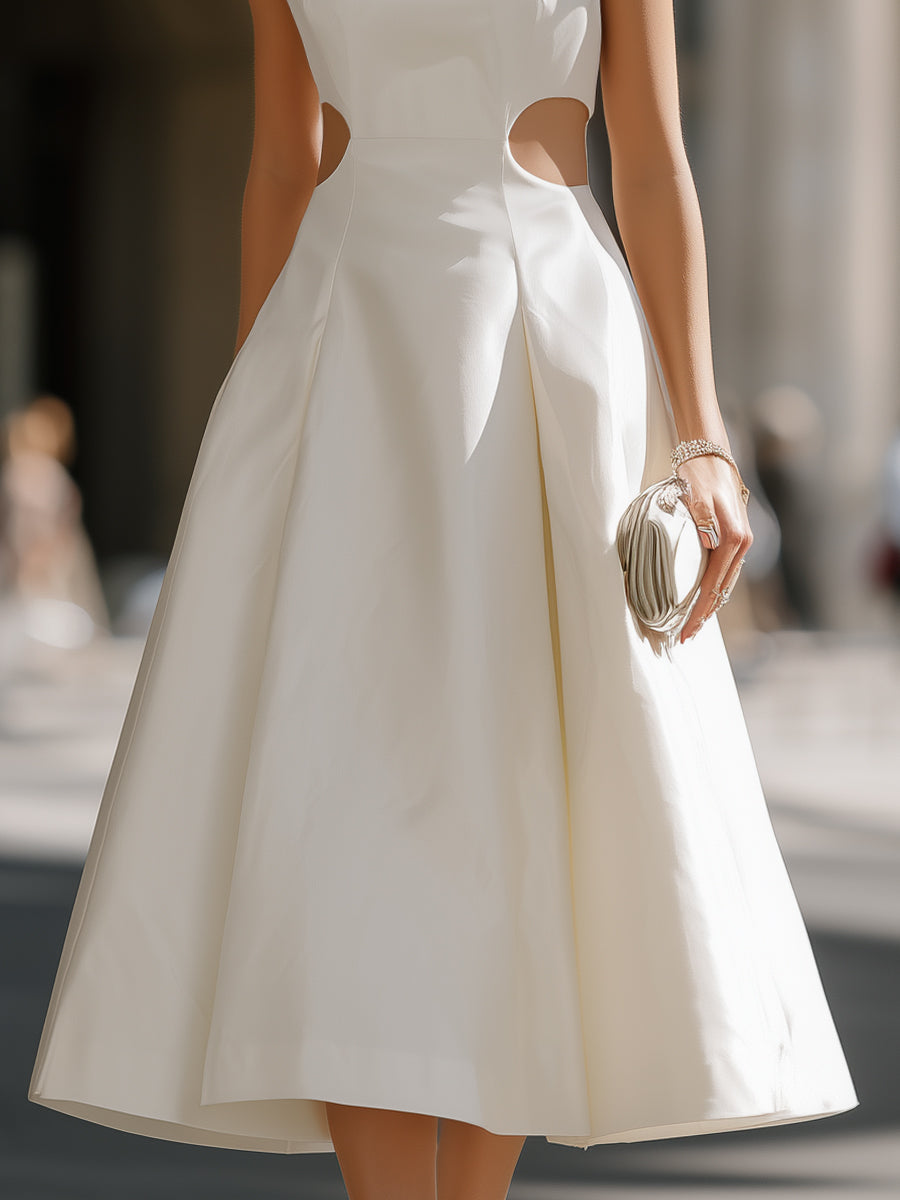Anna-Berg | Side Cut-Out Sculpted A-Line Midi Dress