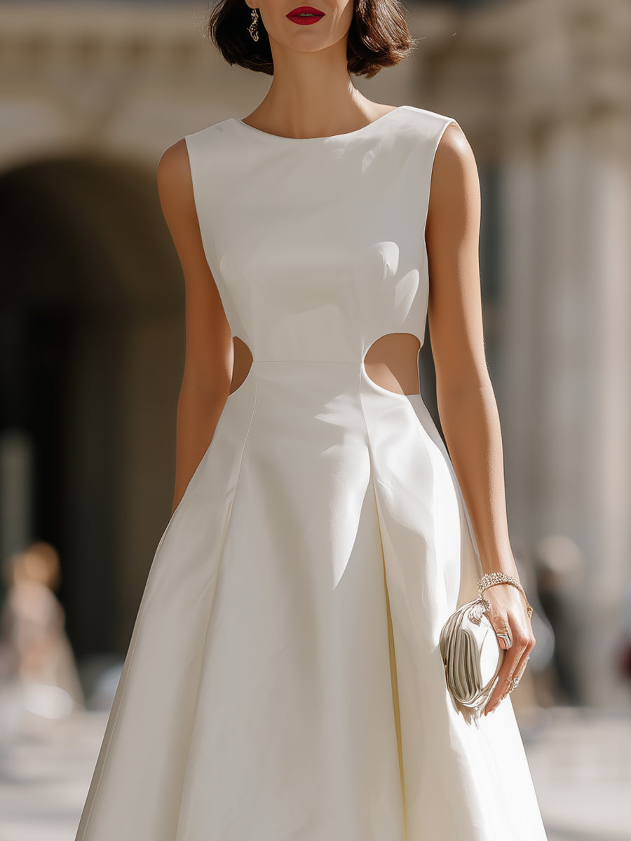 Anna-Berg | Side Cut-Out Sculpted A-Line Midi Dress