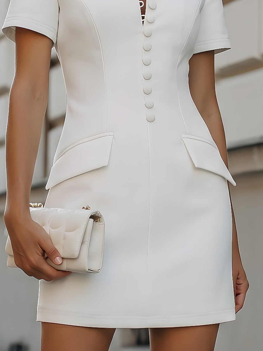 Anna-Berg | Stand Collar Button-Front Tailored Dress
