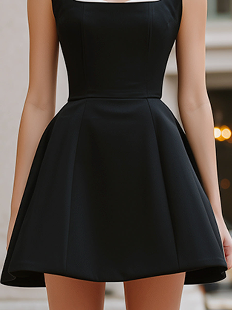 Anna-Berg | Square Neck Structured A-Line Mini Dress