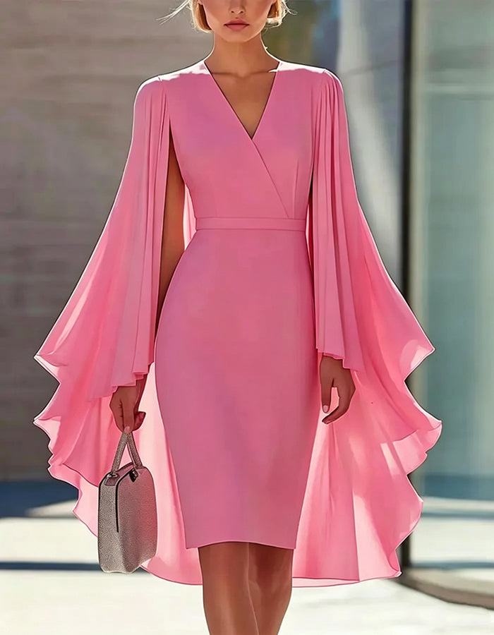 Anna-Berg | Pink Cape Style Dress