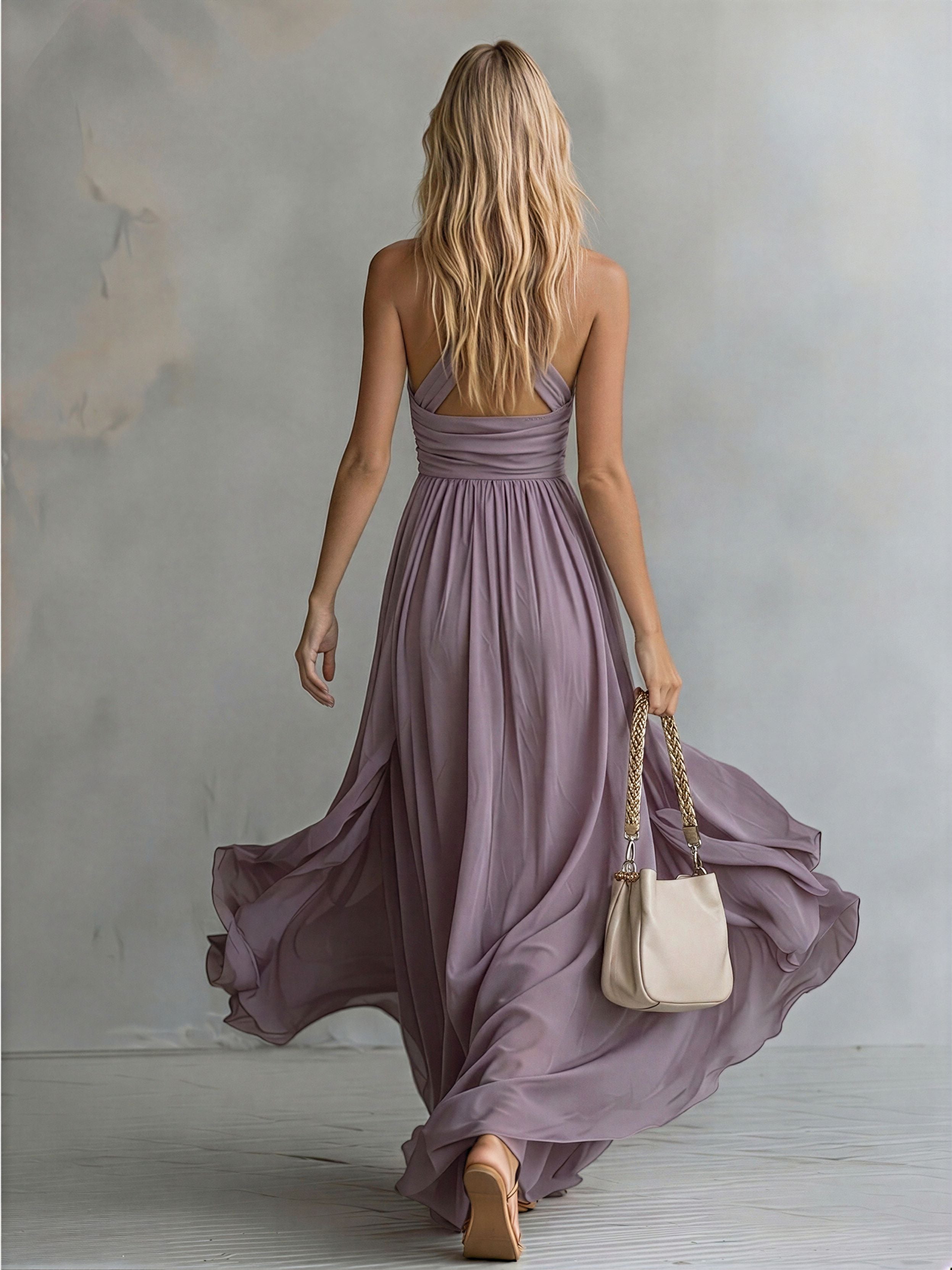 Anna-Berg | Chiffon Halter Neck Elegant Evening Dress