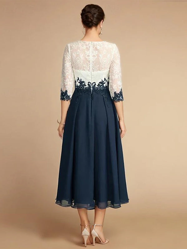 Anna-Berg | White Chiffon Round Neck Dress