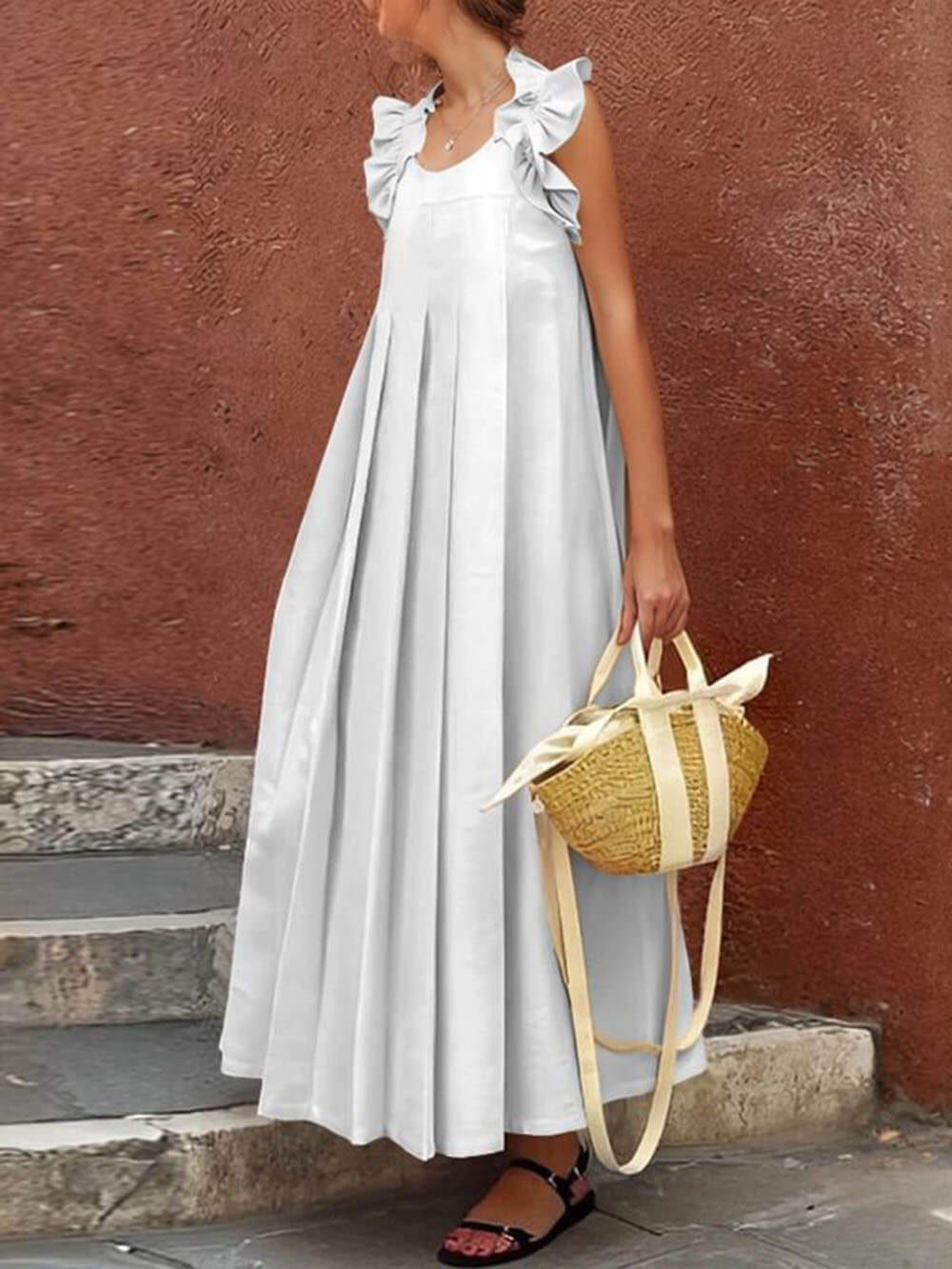 Anna-Berg | Casual Ruffled Pleated Holiday Dress