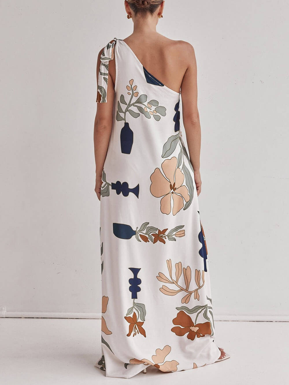 Anna-Berg | Unique Print One Shoulder Tie-Up Dress