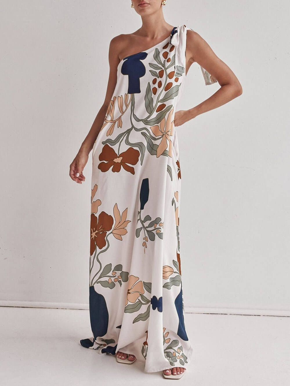 Anna-Berg | Unique Print One Shoulder Tie-Up Dress
