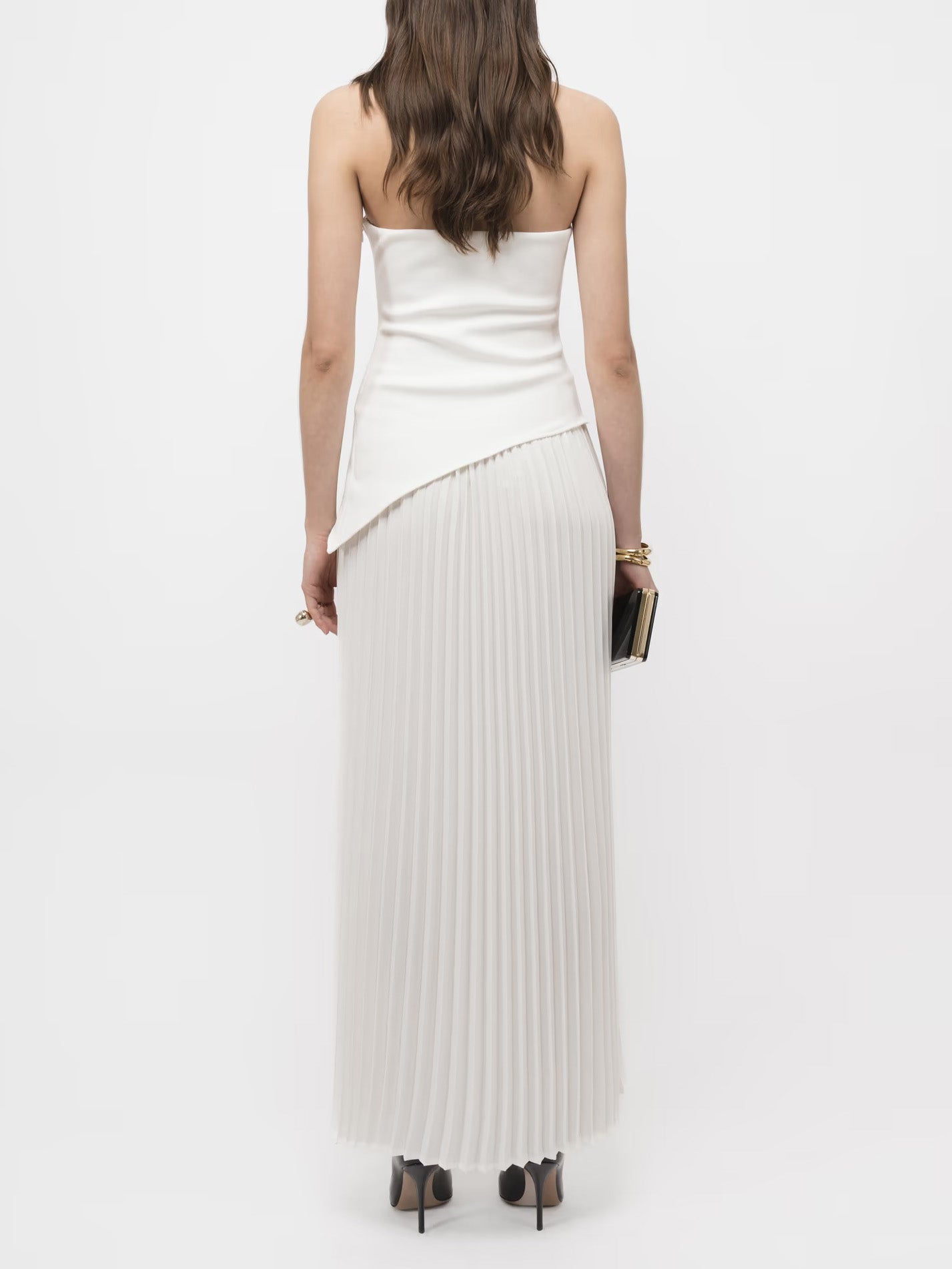 Anna-Berg | Elegant Wrap Neckline Pleated High Dress