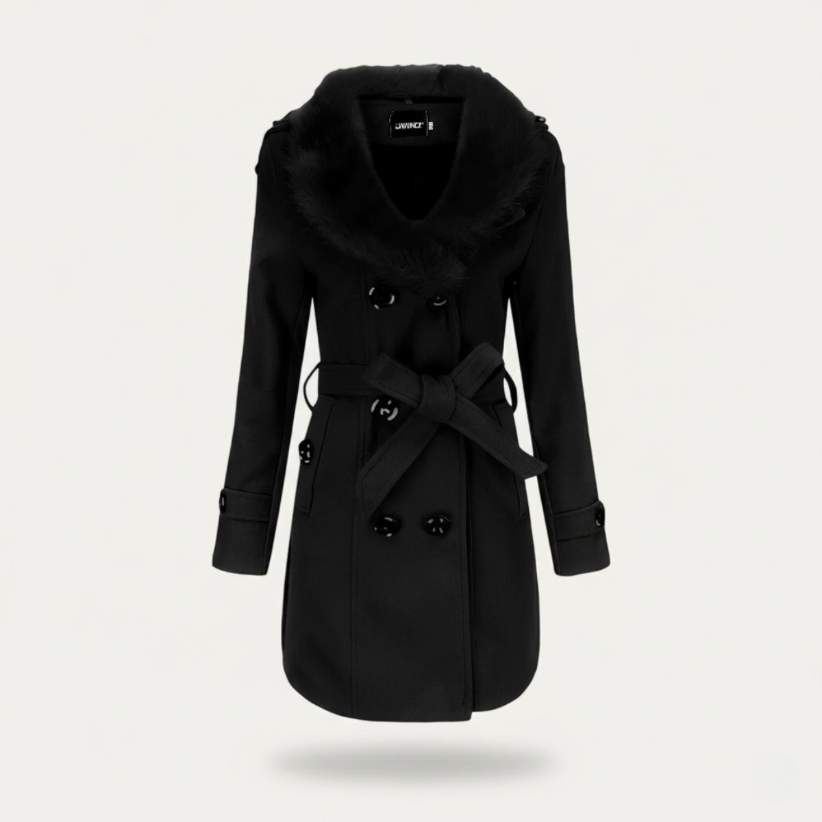 Anna-Berg | Trench Coat, Double-Breasted, Belted, Faux Fur Collar