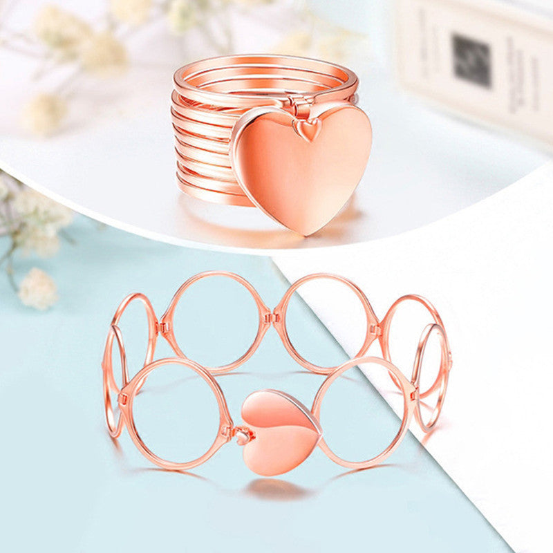 Rose Gold 2 in 1 Foldable Heart Ring Bracelet