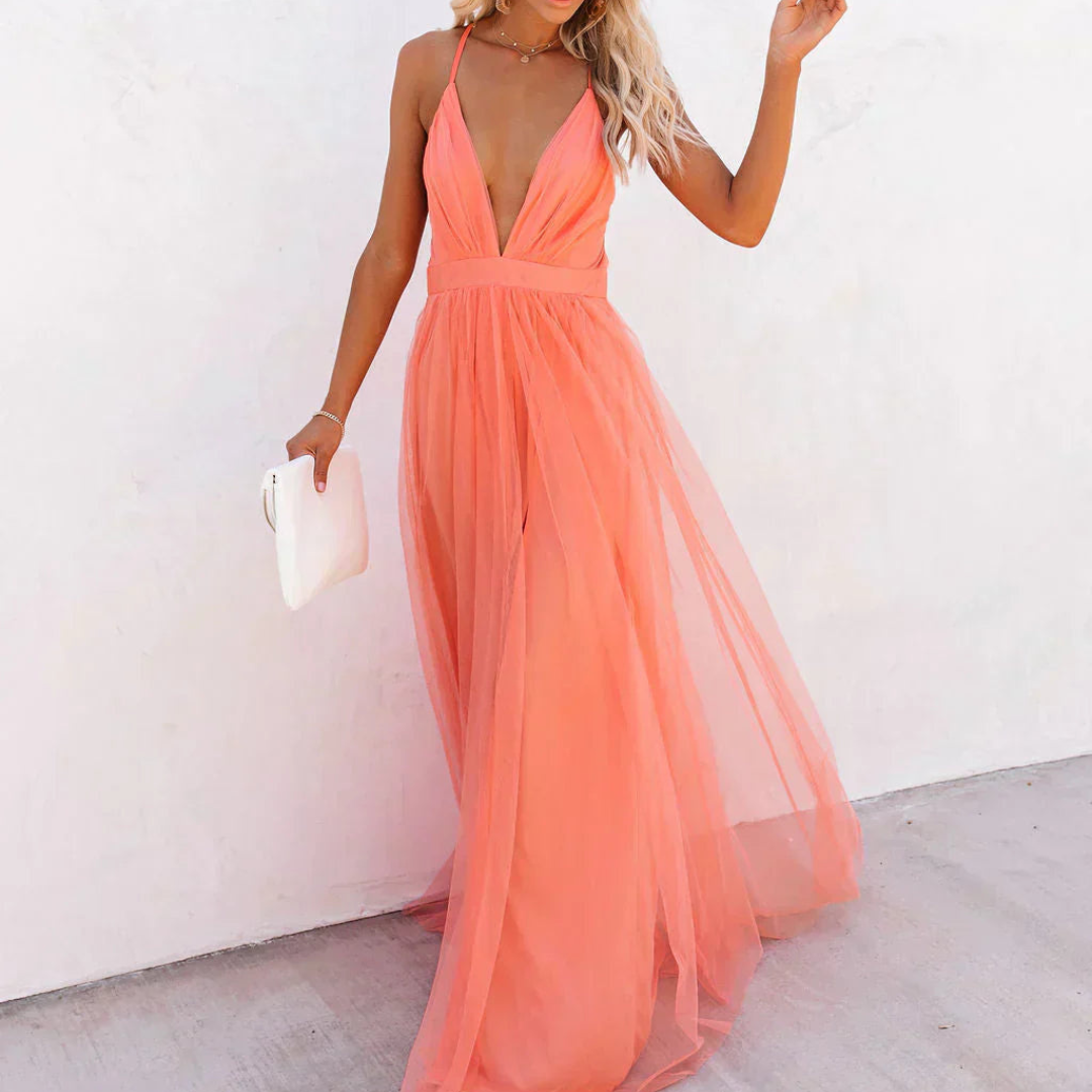 Anna-Berg | Refined Coral Light Maxi Dress Made to Turn Heads