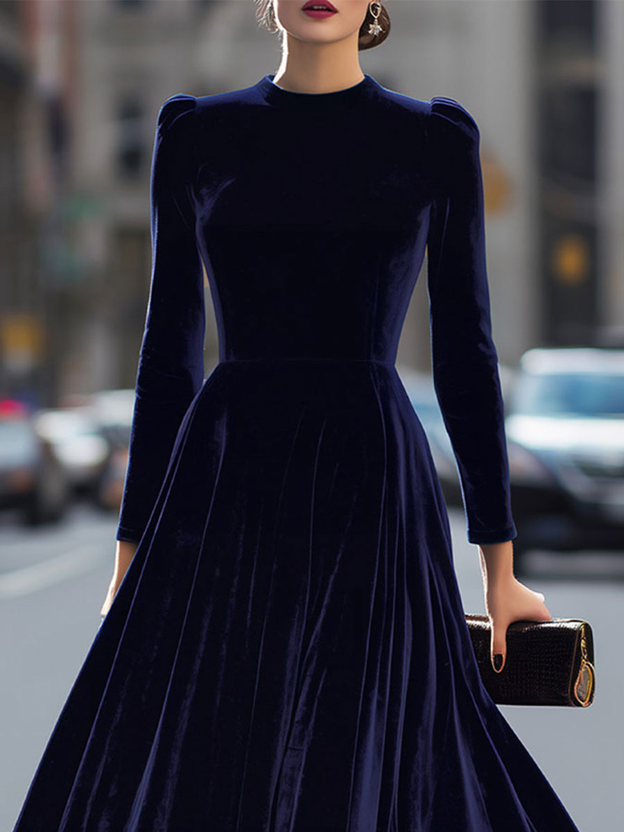 Anna-Berg | Luxurious Velvet Long-Sleeve Midi Dress