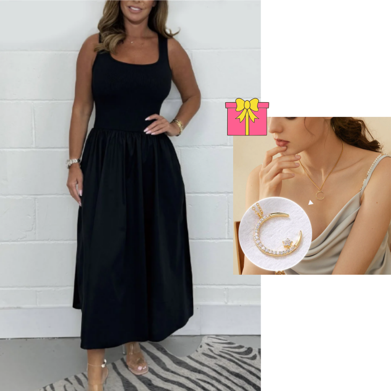 Anna-Berg | Stylish Sleeveless A-Line Dress With Square Neckline