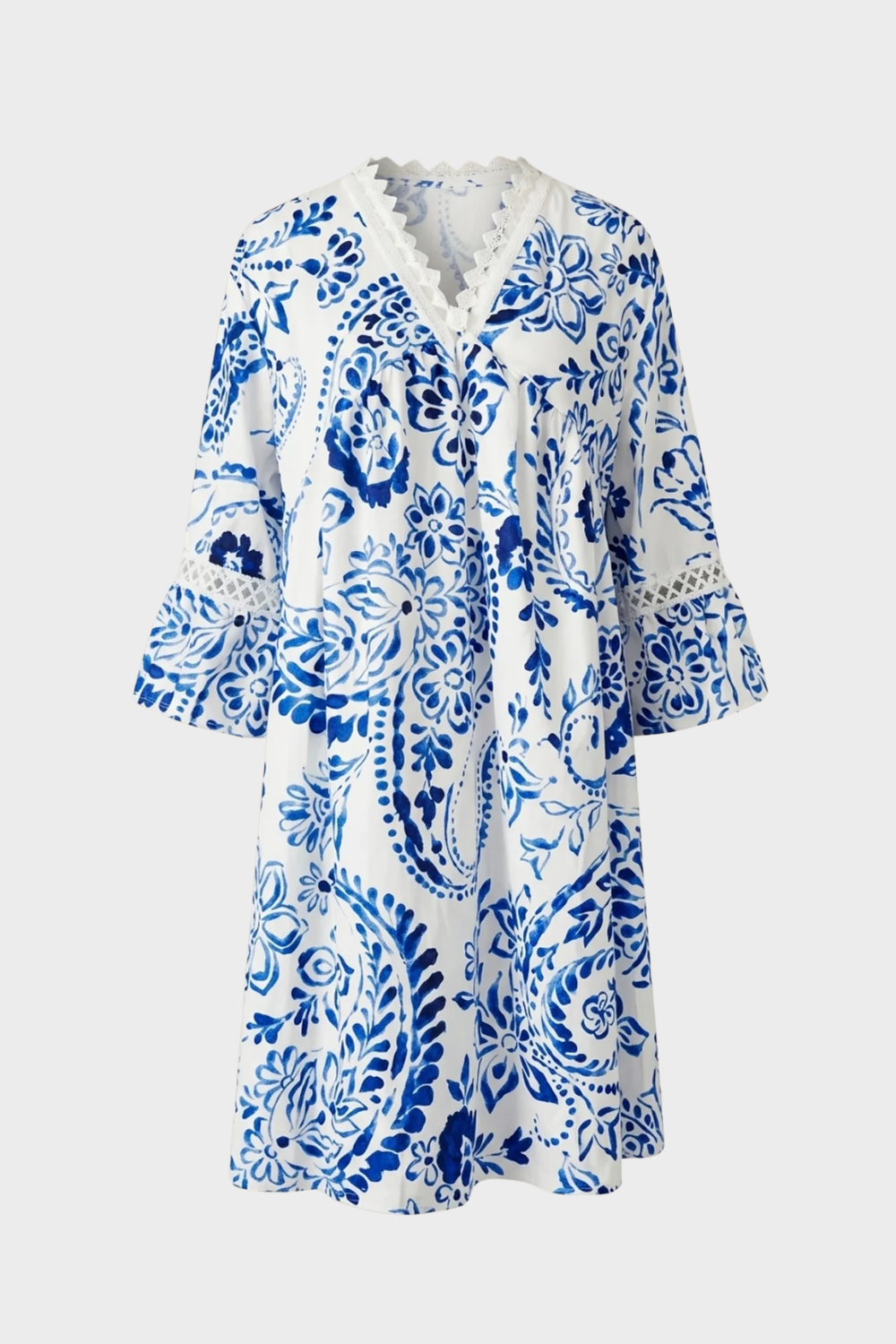 Anna-Berg | Boho Floral V Neck Mini Dress in a Flattering Cut