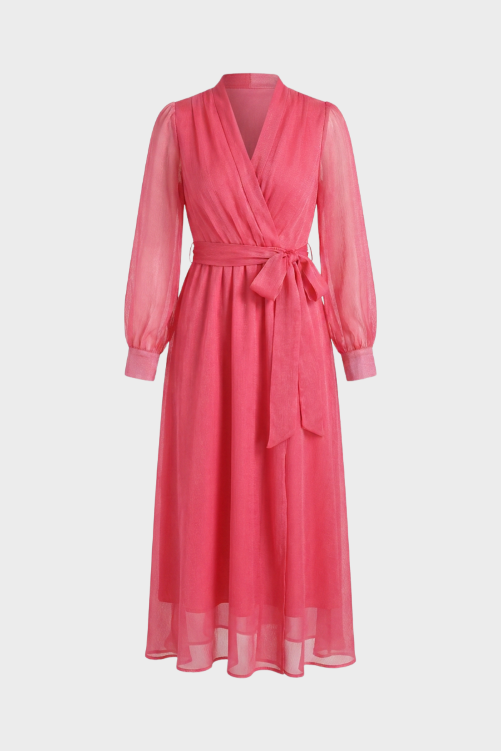 Anna-Berg | Chic Pink Chiffon Dress V-Neck in a Flattering Cut